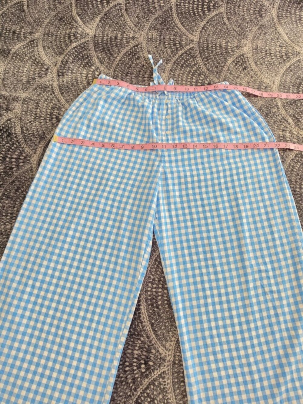 COLSIE Women's Blue/White Check  Woven Drawstring Pajama Pants M - Picture 4 of 10